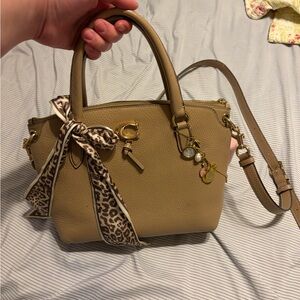 Coach Chic Tan Handbag with Leopard Print Scarf